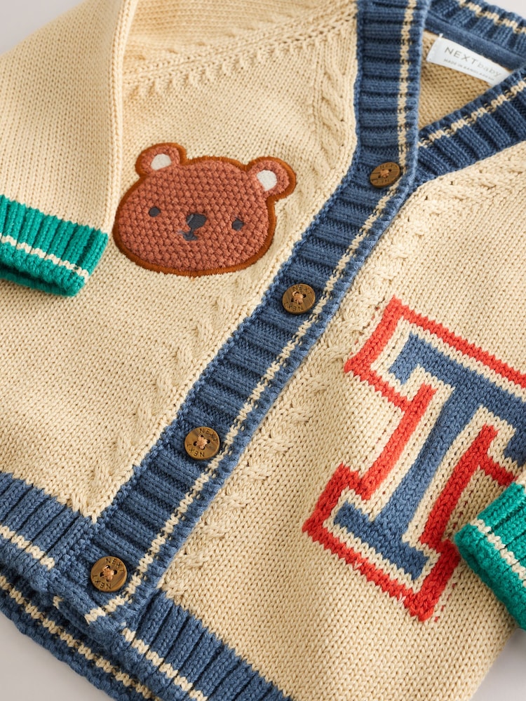 Stone Newborn Girl Teddy Bear Cardigan - Image 3 of 3