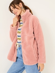 FatFace Dusky Pink Fleece Jacket - Image 1 of 10