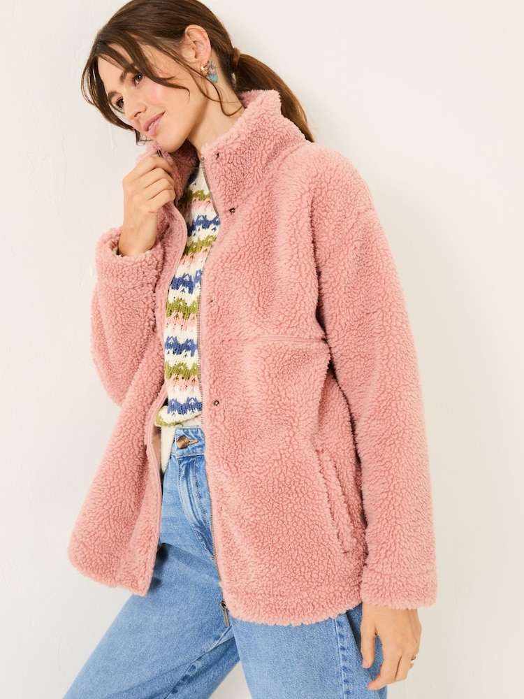 FatFace Dusky Pink Fleece Jacket - Image 1 of 10