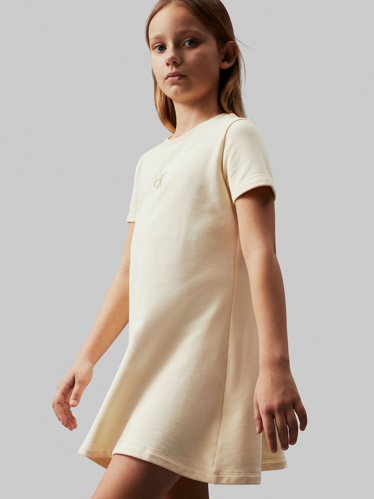 Calvin Klein Natural Logo Terry Fit Flare Dress - Image 1 of 5