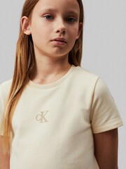 Calvin Klein Natural Logo Terry Fit Flare Dress - Image 3 of 5