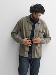 Oliver Sweeney Green Cotton/Wool Knitted Overshirt - Image 1 of 6