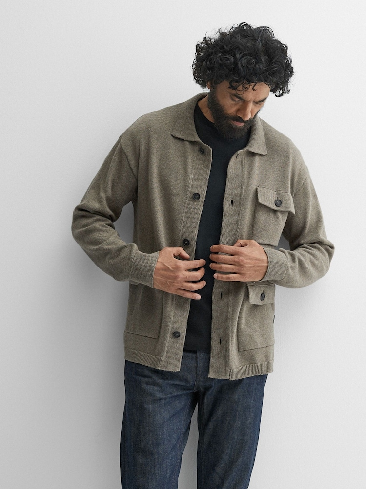 Oliver Sweeney Green Cotton/Wool Knitted Overshirt - Image 1 of 6