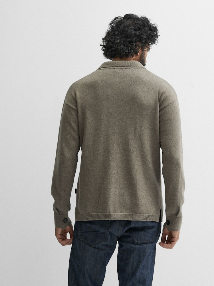 Oliver Sweeney Green Cotton/Wool Knitted Overshirt - Image 3 of 6