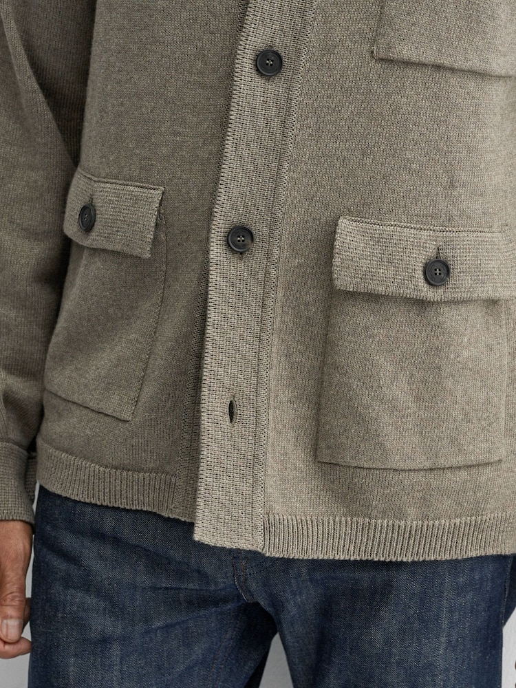 Oliver Sweeney Green Cotton/Wool Knitted Overshirt - Image 5 of 6