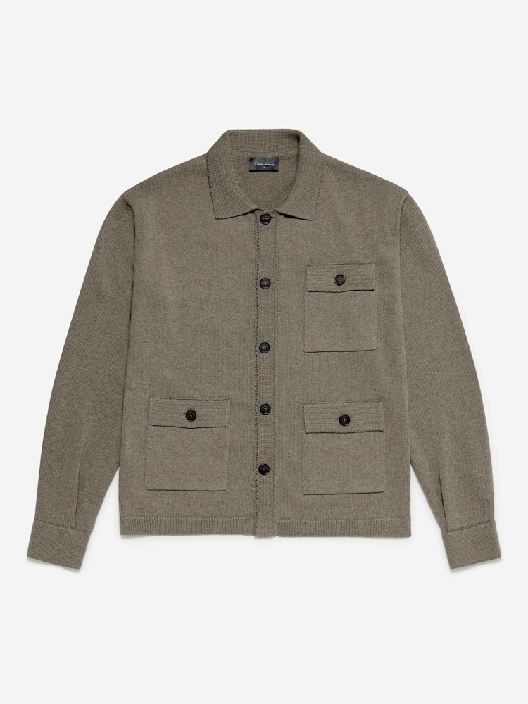 Oliver Sweeney Green Cotton/Wool Knitted Overshirt - Image 6 of 6