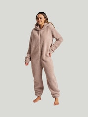 Loungeable Brown Brown Fleece All-In-One With Ears - Image 1 of 5