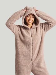 Loungeable Brown Brown Fleece All-In-One With Ears - Image 2 of 5