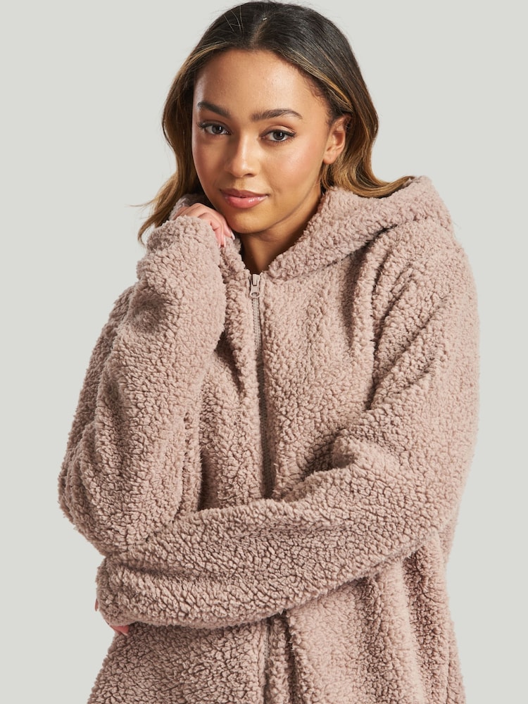 Loungeable Brown Brown Fleece All-In-One With Ears - Image 4 of 5