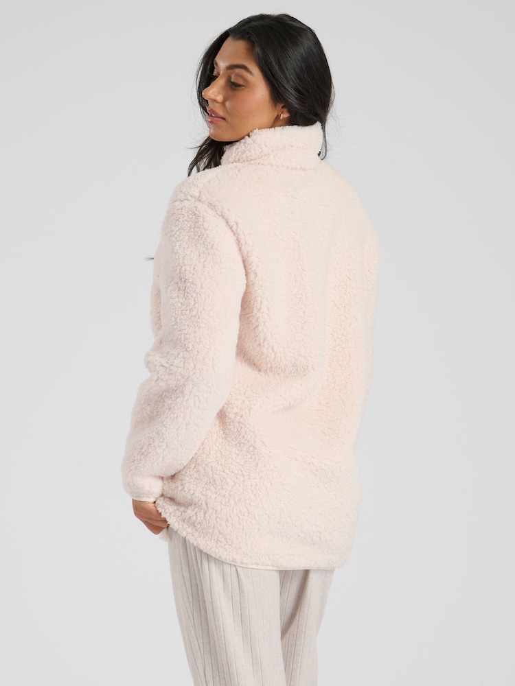 Loungeable Cream Borg 1/4 Zip Jumper - Image 2 of 5