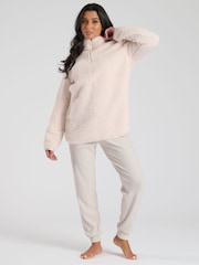 Loungeable Cream Borg 1/4 Zip Jumper - Image 4 of 5