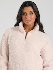 Loungeable Cream Borg 1/4 Zip Jumper - Image 5 of 5
