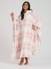 Loungeable Pink Check Well Soft Poncho - Image 3 of 6
