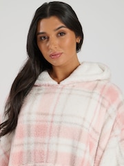Loungeable Pink Check Well Soft Poncho - Image 5 of 6