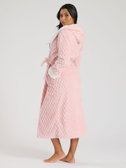 Loungeable Pink Geometric Luxury Fleece Hooded Maxi Robe - Image 2 of 4