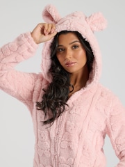 Loungeable Pink Teddy Cut Sherpa All-In-One - Image 2 of 5