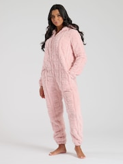 Loungeable Pink Teddy Cut Sherpa All-In-One - Image 3 of 5
