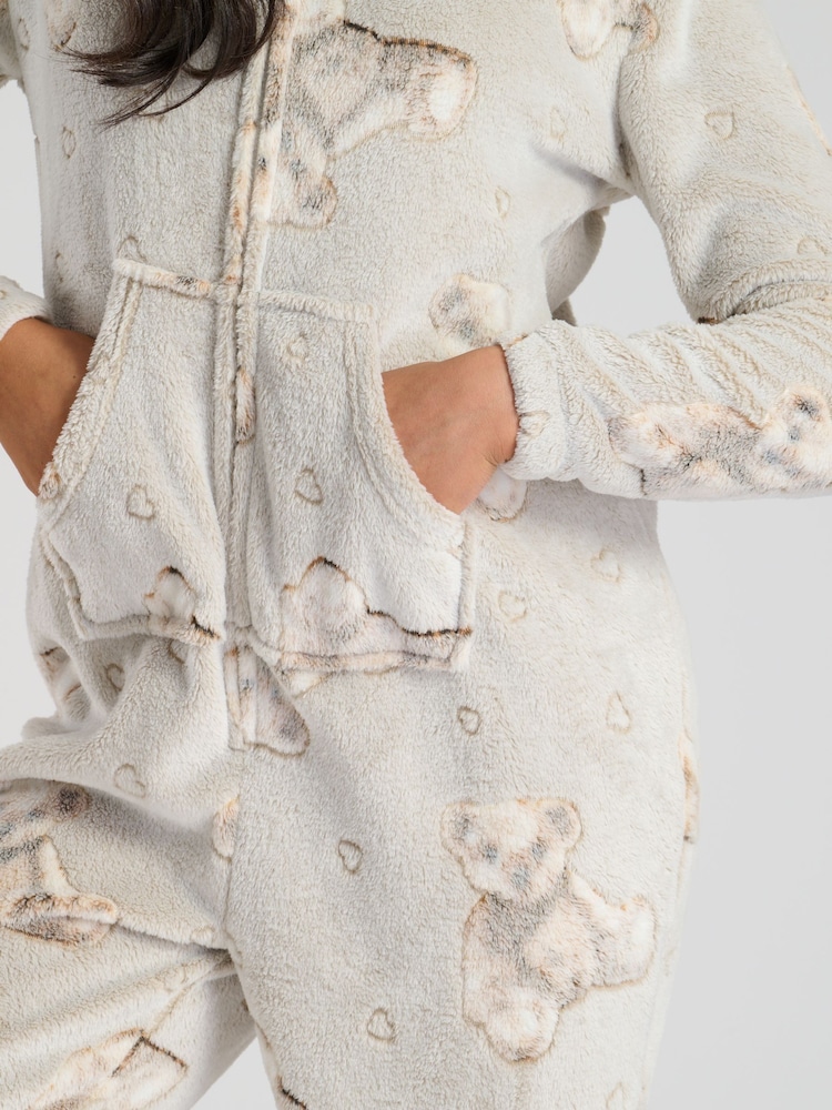 Loungeable Brown Teddy Bear Luxury Fleece All-In-One - Image 4 of 4