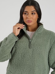 Loungeable Green Borg 1/4 Zip Jumper - Image 5 of 6