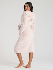 Loungeable Pink Frosted Cable Cut Midi Hooded Robe - Image 4 of 5