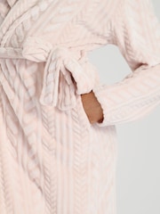 Loungeable Pink Frosted Cable Cut Midi Hooded Robe - Image 5 of 5