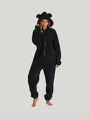 Loungeable Black Black Fleece All-In-One With Ears - Image 1 of 4