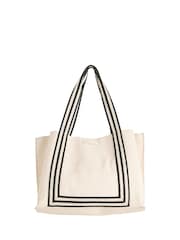 Oliver Bonas Cream Emma Stripe Tote Bag - Image 1 of 8