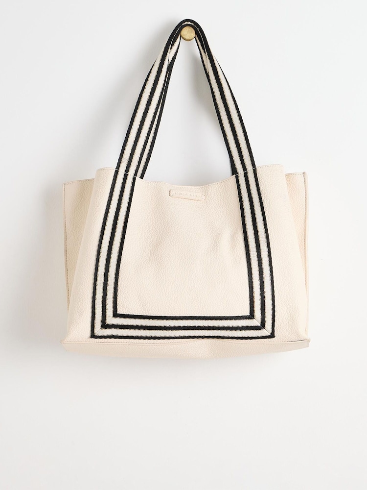 Oliver Bonas Cream Emma Stripe Tote Bag - Image 2 of 8