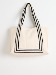 Oliver Bonas Cream Emma Stripe Tote Bag - Image 3 of 8