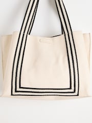 Oliver Bonas Cream Emma Stripe Tote Bag - Image 4 of 8