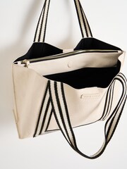Oliver Bonas Cream Emma Stripe Tote Bag - Image 5 of 8