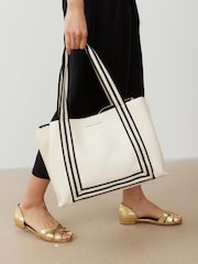 Oliver Bonas Cream Emma Stripe Tote Bag - Image 7 of 8