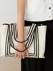 Oliver Bonas Cream Emma Stripe Tote Bag - Image 8 of 8
