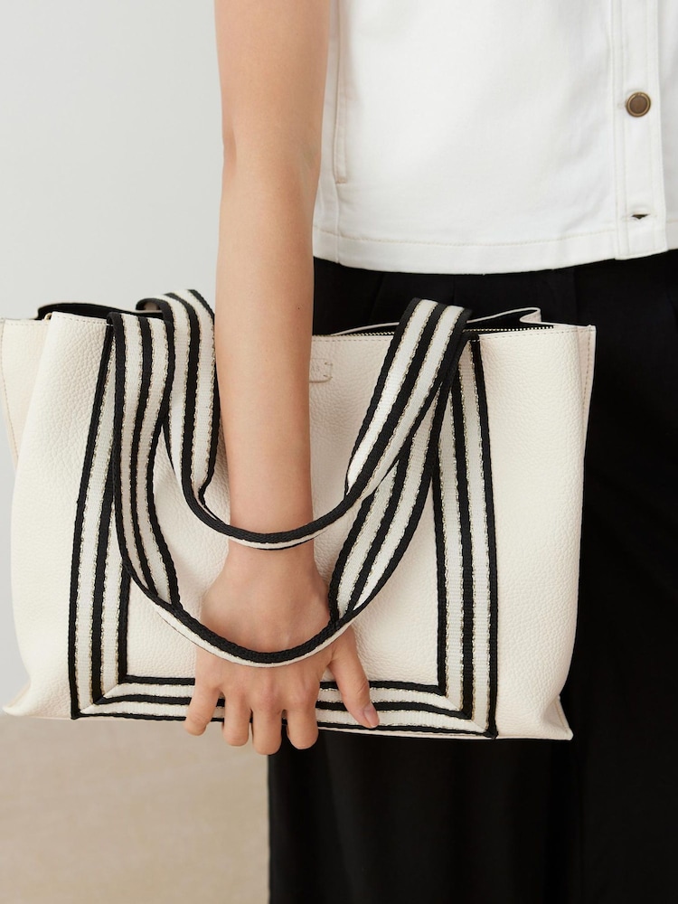 Oliver Bonas Cream Emma Stripe Tote Bag - Image 8 of 8