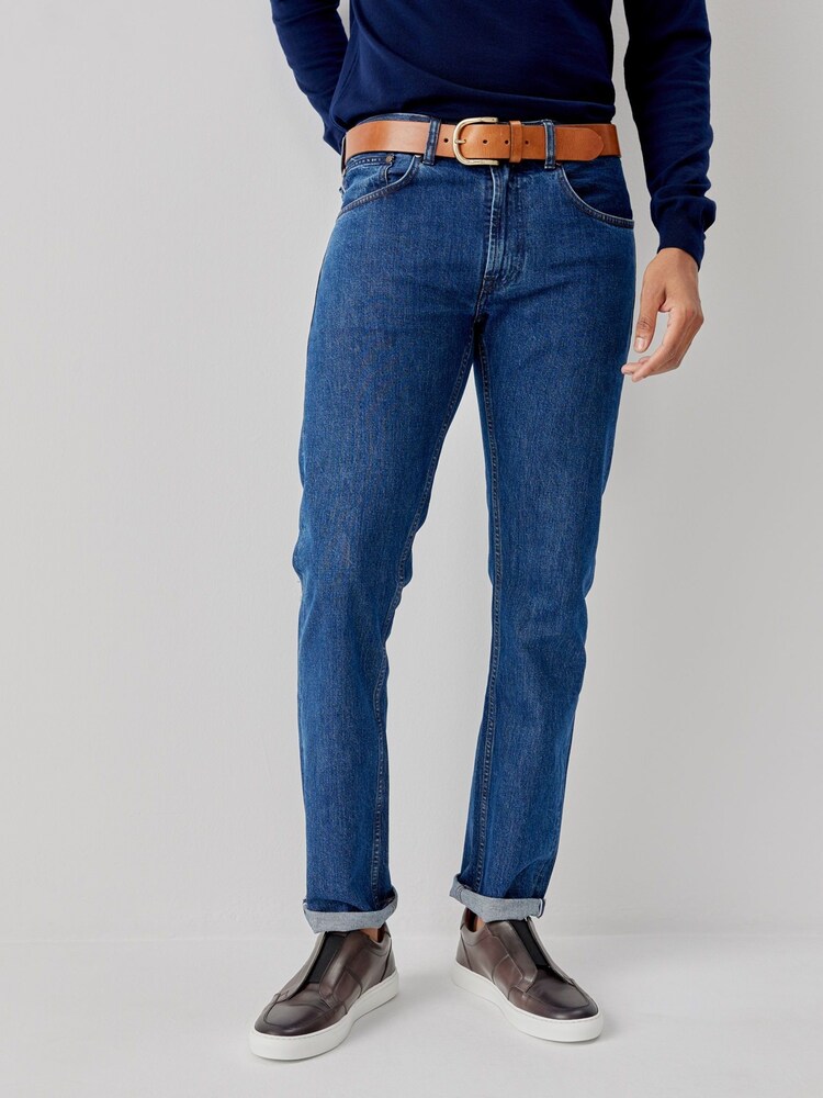 Oliver Sweeney Blue 100% Cotton 12oz Stone Washed Denim Jeans - Image 1 of 6