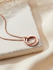 Posh Totty Designs Gold Tone Personalised Mini Two Ring Russian Necklace - Image 1 of 4