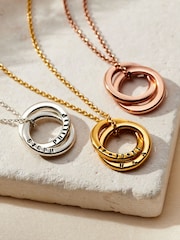 Posh Totty Designs Gold Tone Personalised Mini Two Ring Russian Necklace - Image 3 of 4