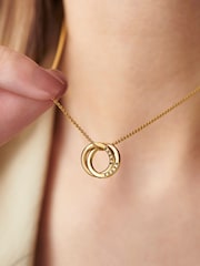 Posh Totty Designs Gold Tone Personalised Mini Two Ring Russian Necklace - Image 2 of 5