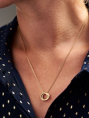 Posh Totty Designs Gold Tone Personalised Mini Two Ring Russian Necklace - Image 4 of 5