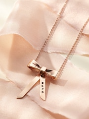 Posh Totty Designs Gold Tone Personalised Bow Charm Necklace - Image 1 of 3