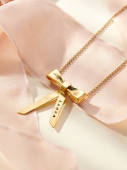 Posh Totty Designs Gold Tone Personalised Bow Charm Necklace - Image 1 of 3
