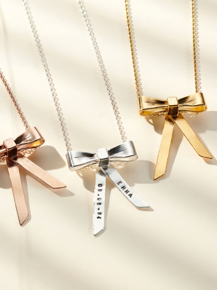 Posh Totty Designs Gold Tone Personalised Bow Charm Necklace - Image 2 of 3
