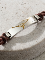 Posh Totty Designs Mens Silver Tone Leather Cord Personalised Kintsugi Bracelet - Image 2 of 3