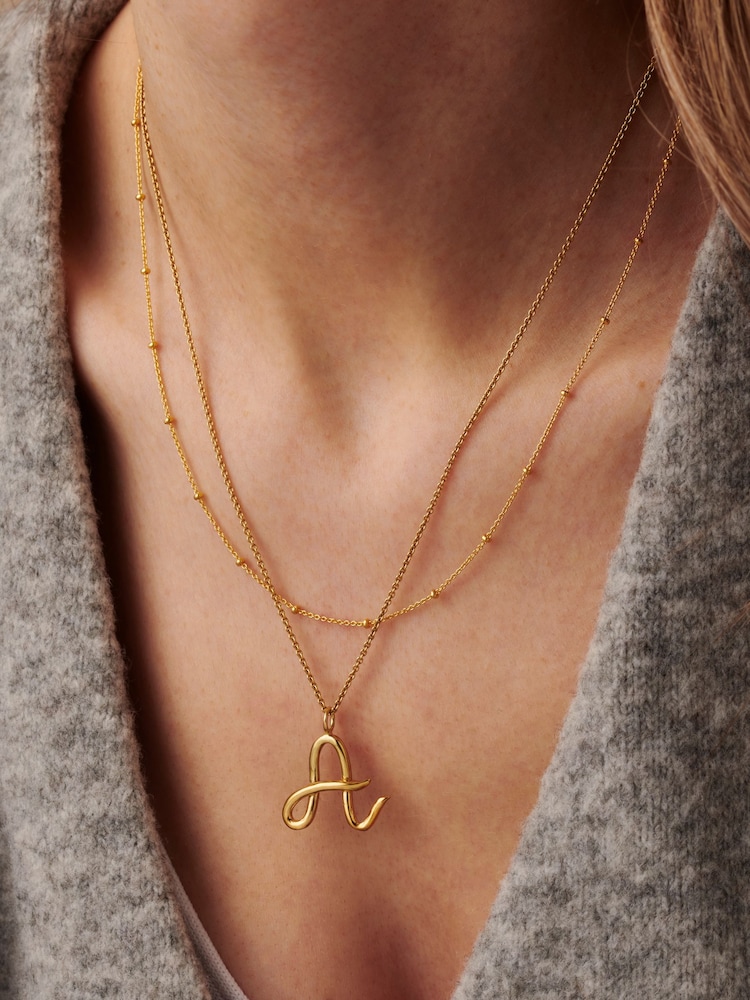 Posh Totty Designs Personalise Gold Tone Large initial Necklace - Image 2 of 5