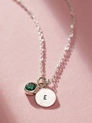 Posh Totty Designs Personalise Gold Tone Birthstone & Initial Disc Charm Necklace - Image 1 of 4