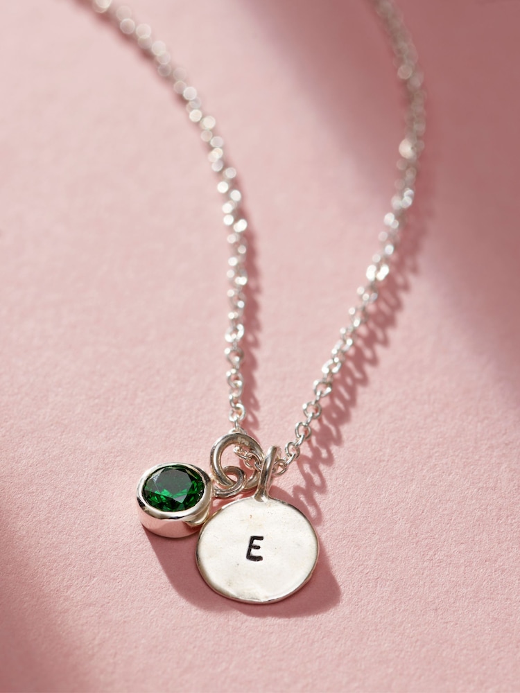 Posh Totty Designs Personalise Gold Tone Birthstone & Initial Disc Charm Necklace - Image 1 of 4