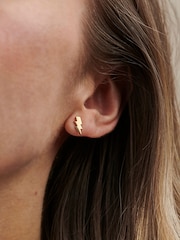 Posh Totty Designs Gold Tone Personalised Lightning Bolt Stud Earrings - Image 2 of 4