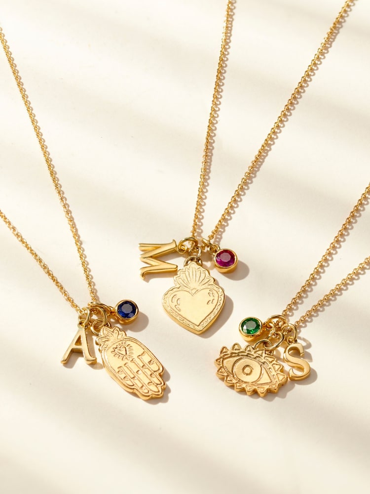 Posh Totty Designs Gold Tone Personalised Talisman Charm Necklace - Image 1 of 4