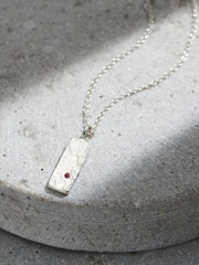 Posh Totty Designs Mens Silver Tone Personalised Birthstone Tag Necklace - Image 1 of 4
