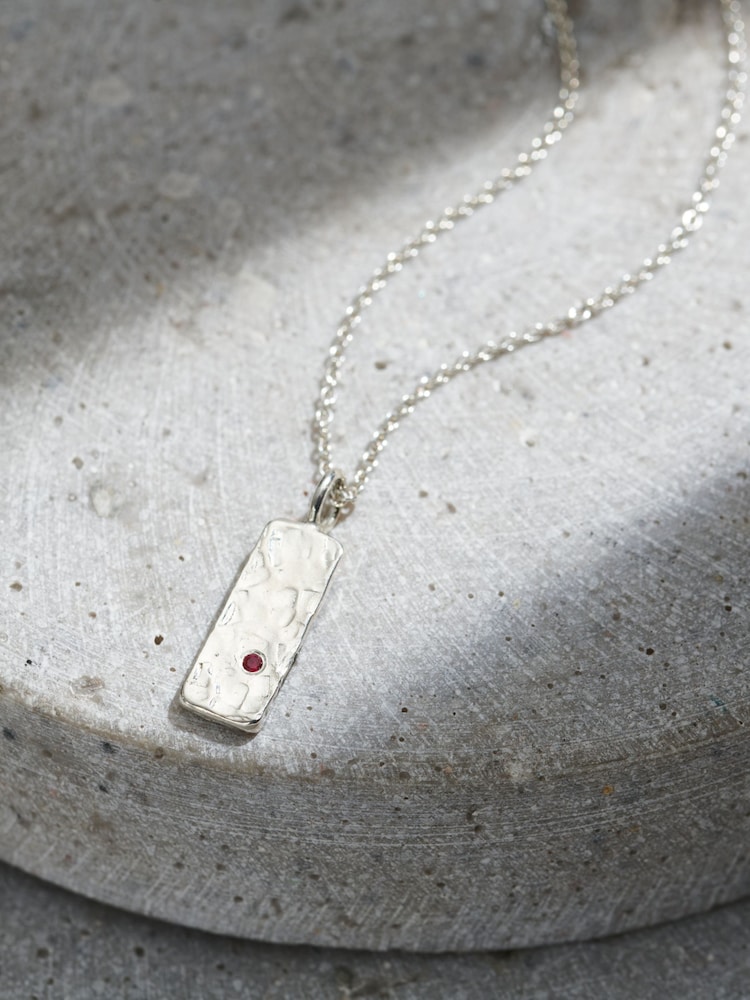 Posh Totty Designs Mens Silver Tone Personalised Birthstone Tag Necklace - Image 1 of 4